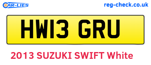 HW13GRU are the vehicle registration plates.
