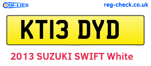 KT13DYD are the vehicle registration plates.