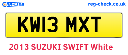 KW13MXT are the vehicle registration plates.