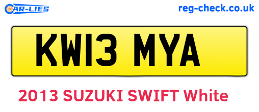 KW13MYA are the vehicle registration plates.