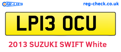 LP13OCU are the vehicle registration plates.