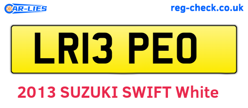 LR13PEO are the vehicle registration plates.
