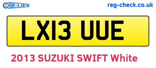 LX13UUE are the vehicle registration plates.