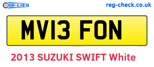 MV13FON are the vehicle registration plates.