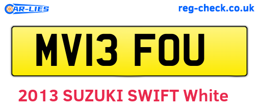 MV13FOU are the vehicle registration plates.