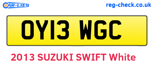 OY13WGC are the vehicle registration plates.