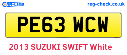 PE63WCW are the vehicle registration plates.
