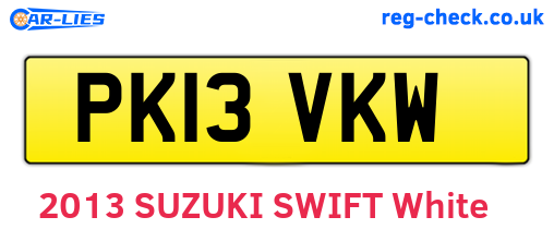 PK13VKW are the vehicle registration plates.