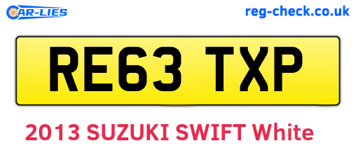 RE63TXP are the vehicle registration plates.