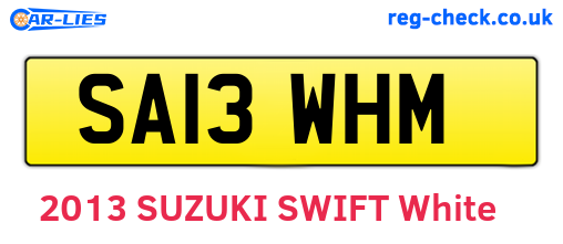 SA13WHM are the vehicle registration plates.