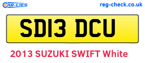 SD13DCU are the vehicle registration plates.