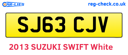 SJ63CJV are the vehicle registration plates.