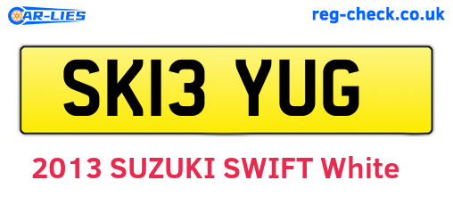SK13YUG are the vehicle registration plates.