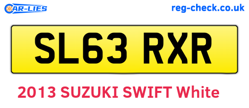 SL63RXR are the vehicle registration plates.