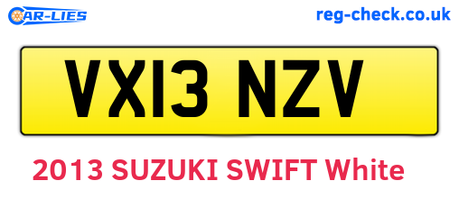 VX13NZV are the vehicle registration plates.