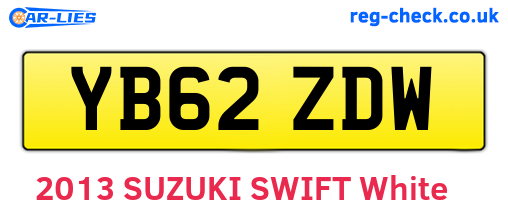 YB62ZDW are the vehicle registration plates.
