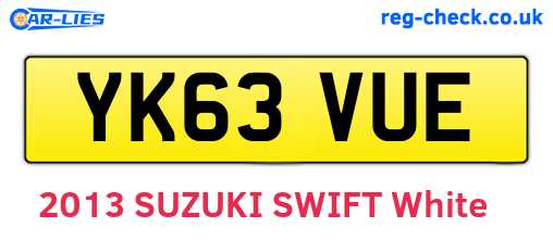 YK63VUE are the vehicle registration plates.