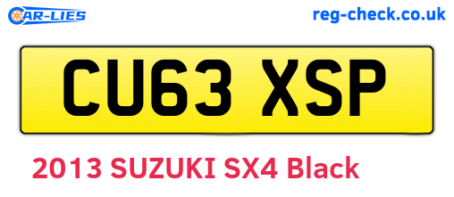 CU63XSP are the vehicle registration plates.