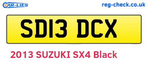 SD13DCX are the vehicle registration plates.