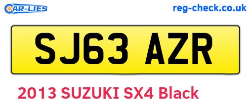 SJ63AZR are the vehicle registration plates.