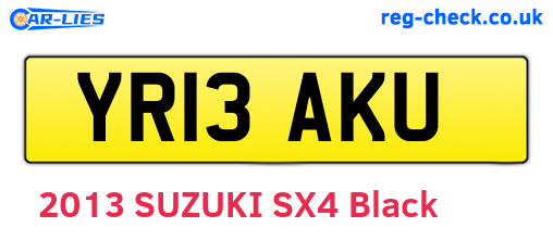 YR13AKU are the vehicle registration plates.
