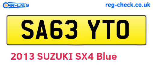 SA63YTO are the vehicle registration plates.