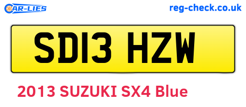 SD13HZW are the vehicle registration plates.