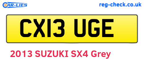 CX13UGE are the vehicle registration plates.