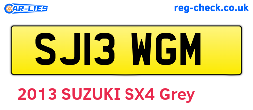 SJ13WGM are the vehicle registration plates.