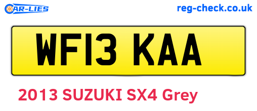 WF13KAA are the vehicle registration plates.