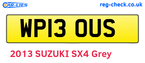WP13OUS are the vehicle registration plates.