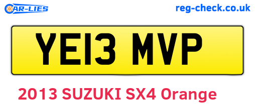 YE13MVP are the vehicle registration plates.