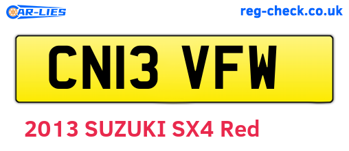 CN13VFW are the vehicle registration plates.