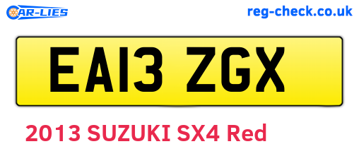 EA13ZGX are the vehicle registration plates.