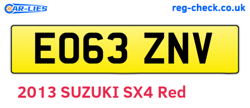 EO63ZNV are the vehicle registration plates.