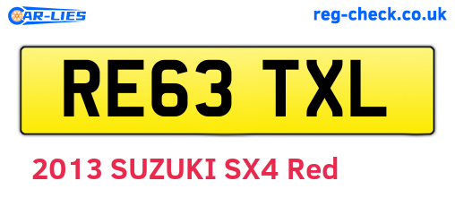RE63TXL are the vehicle registration plates.