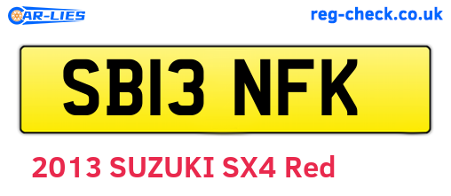 SB13NFK are the vehicle registration plates.