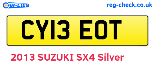 CY13EOT are the vehicle registration plates.