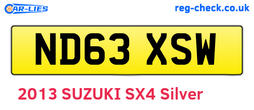 ND63XSW are the vehicle registration plates.