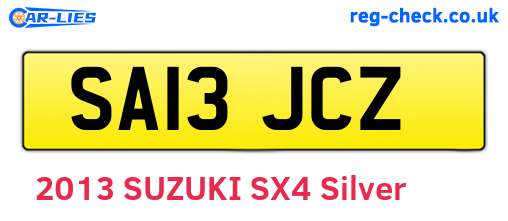 SA13JCZ are the vehicle registration plates.
