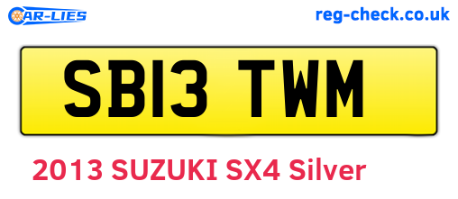 SB13TWM are the vehicle registration plates.