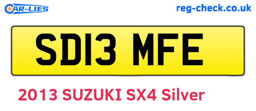 SD13MFE are the vehicle registration plates.
