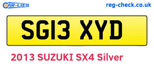 SG13XYD are the vehicle registration plates.