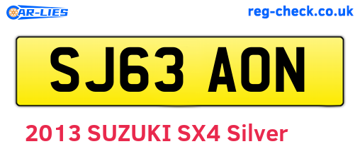SJ63AON are the vehicle registration plates.