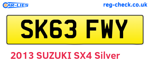 SK63FWY are the vehicle registration plates.