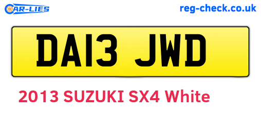 DA13JWD are the vehicle registration plates.