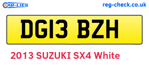 DG13BZH are the vehicle registration plates.