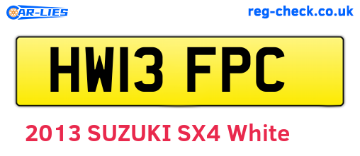 HW13FPC are the vehicle registration plates.