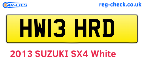 HW13HRD are the vehicle registration plates.