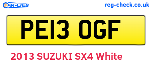 PE13OGF are the vehicle registration plates.